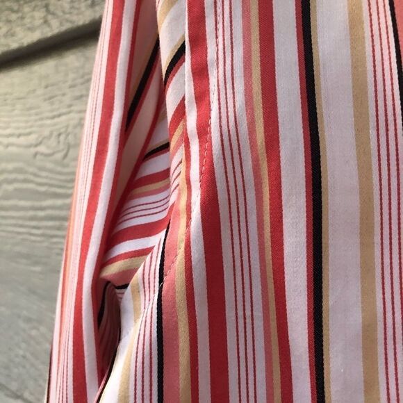 Jones New York petite Button Up Blouse coral stripe career office preppy PL - Picture 8 of 8
